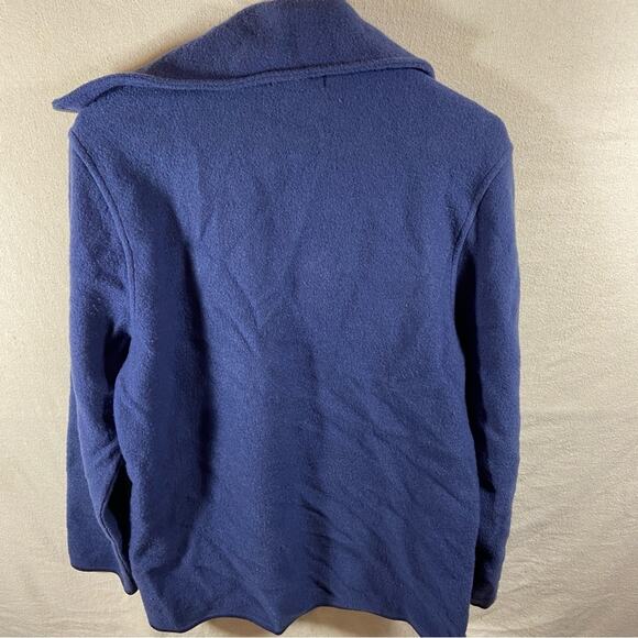 Willi Smith women Wool Sweater medium navy zip warm quiet luxury minimalist - Picture 8 of 9